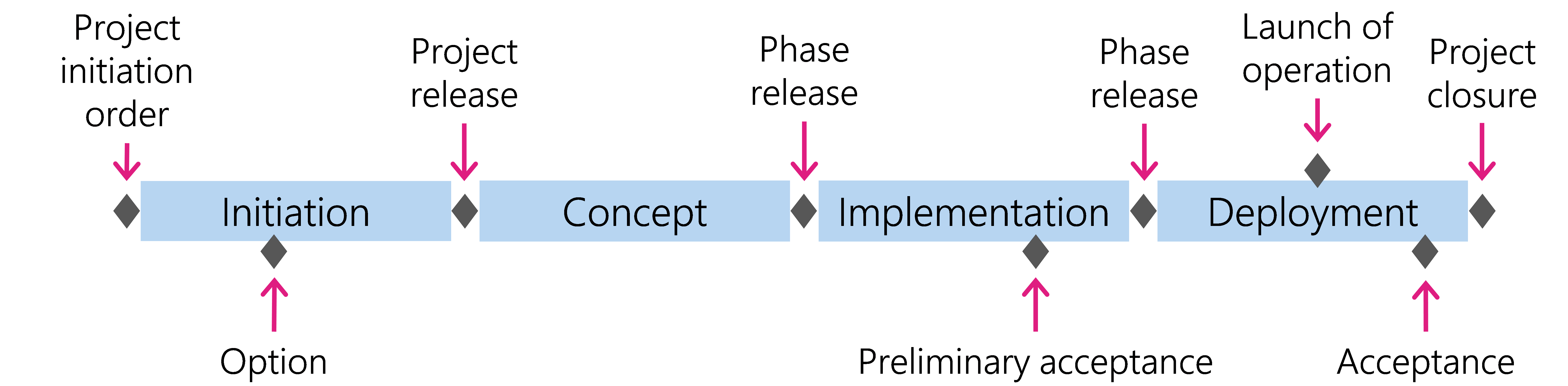 Figure 2: Project implementation in phases and with the help of milestones