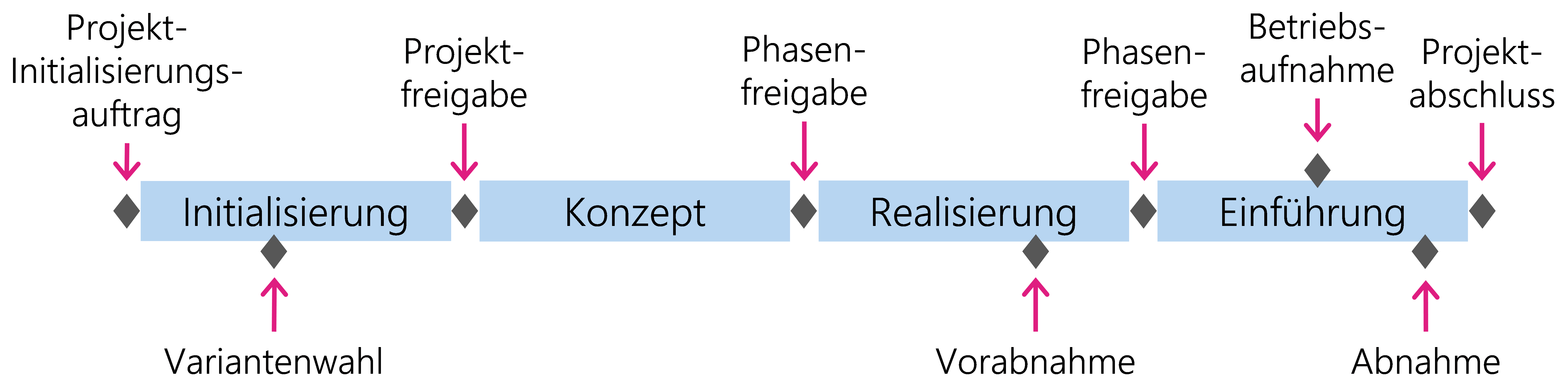 Abbildung 2: Abwicklung der Projekte in Phasen und mit Hilfe von Meilensteinen