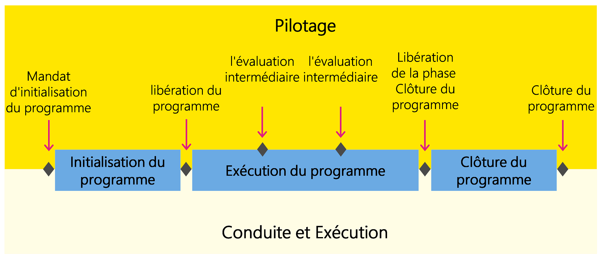 Figure 5: Jalons et décisions dans le cadre du programme