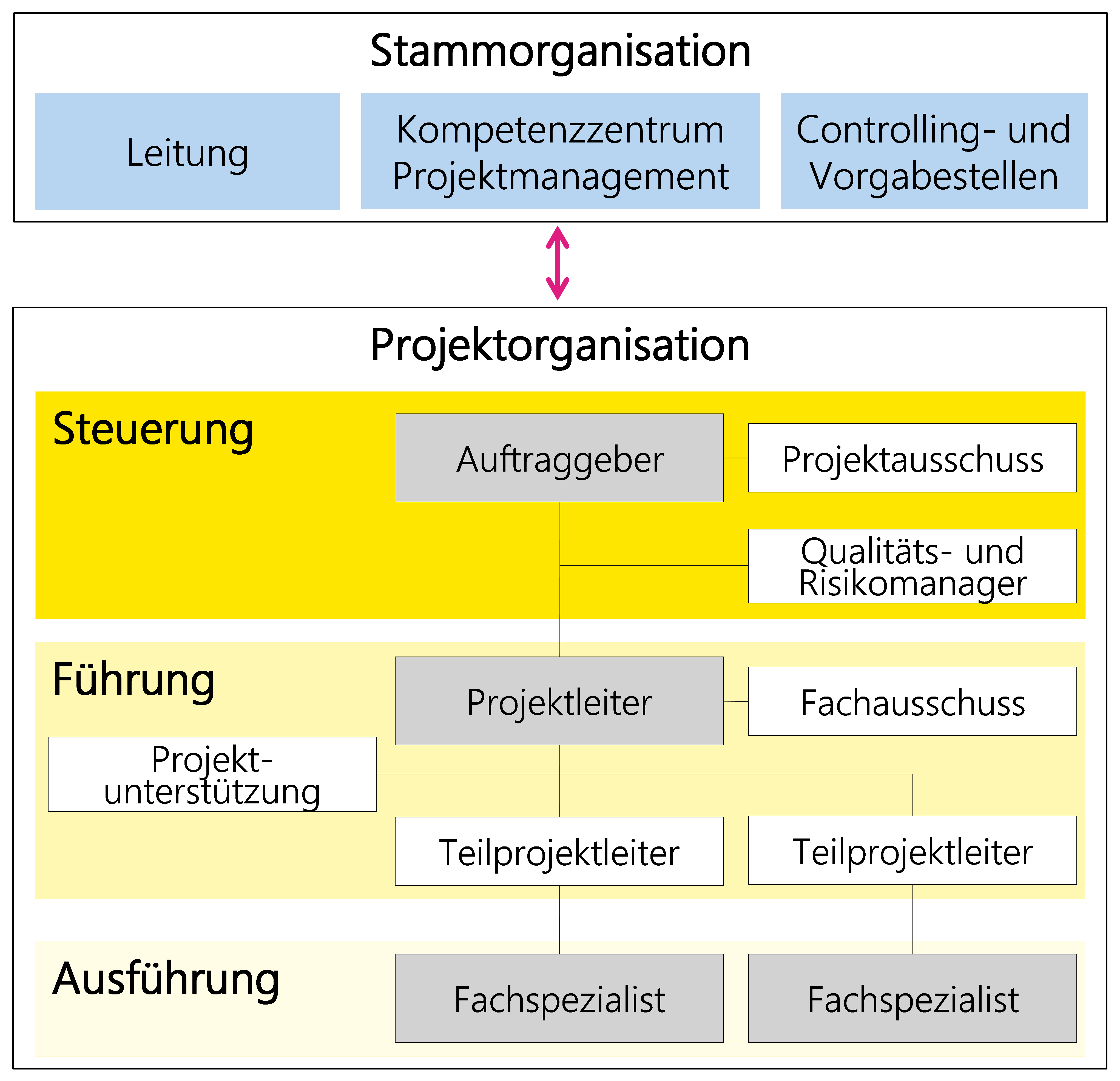 Abbildung 22: Beispiel einer Projektorganisation mit verschiedenen Rollen