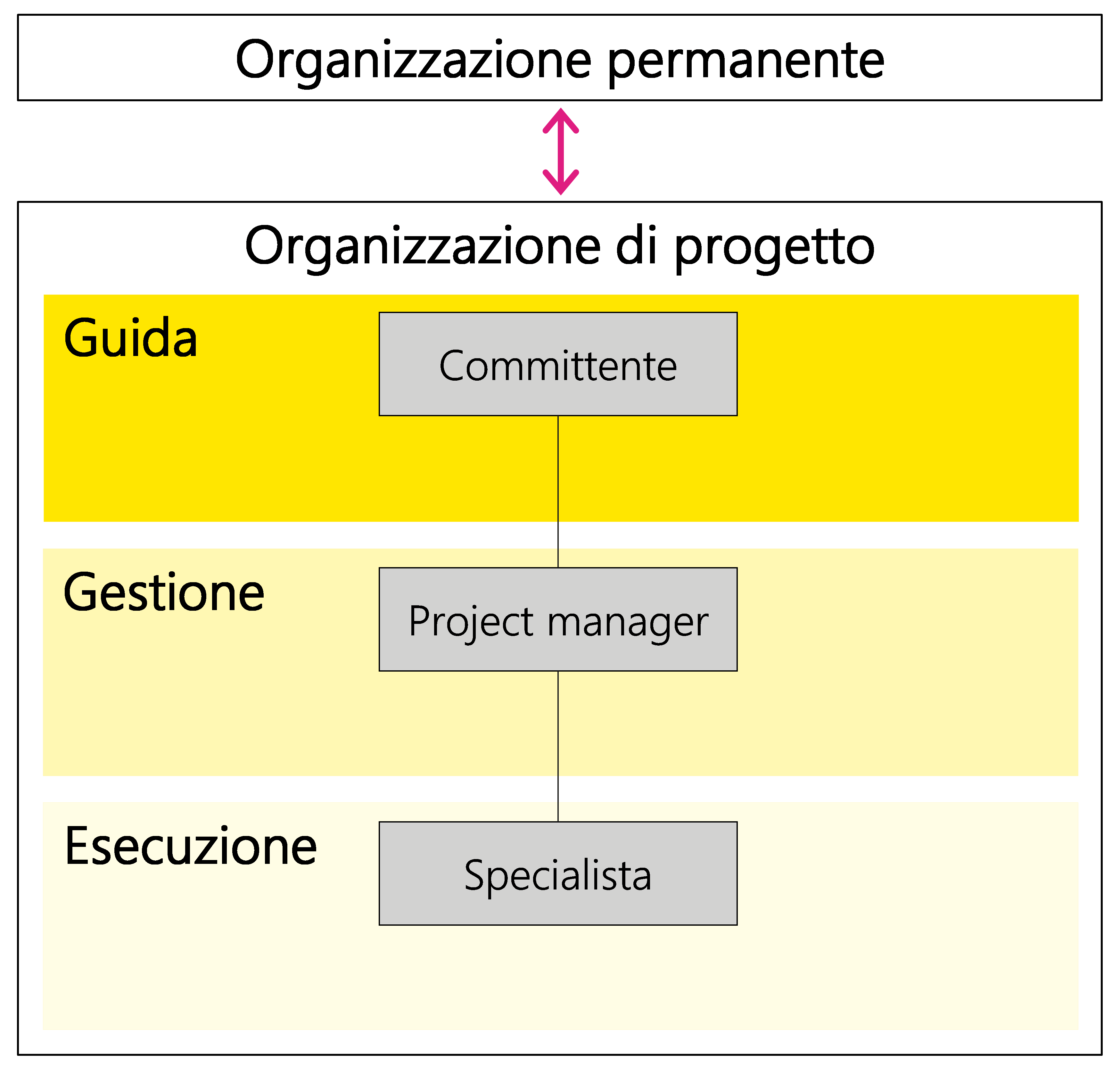 Figura 4: Relazione tra organizzazione permanente e organizzazione di progetto